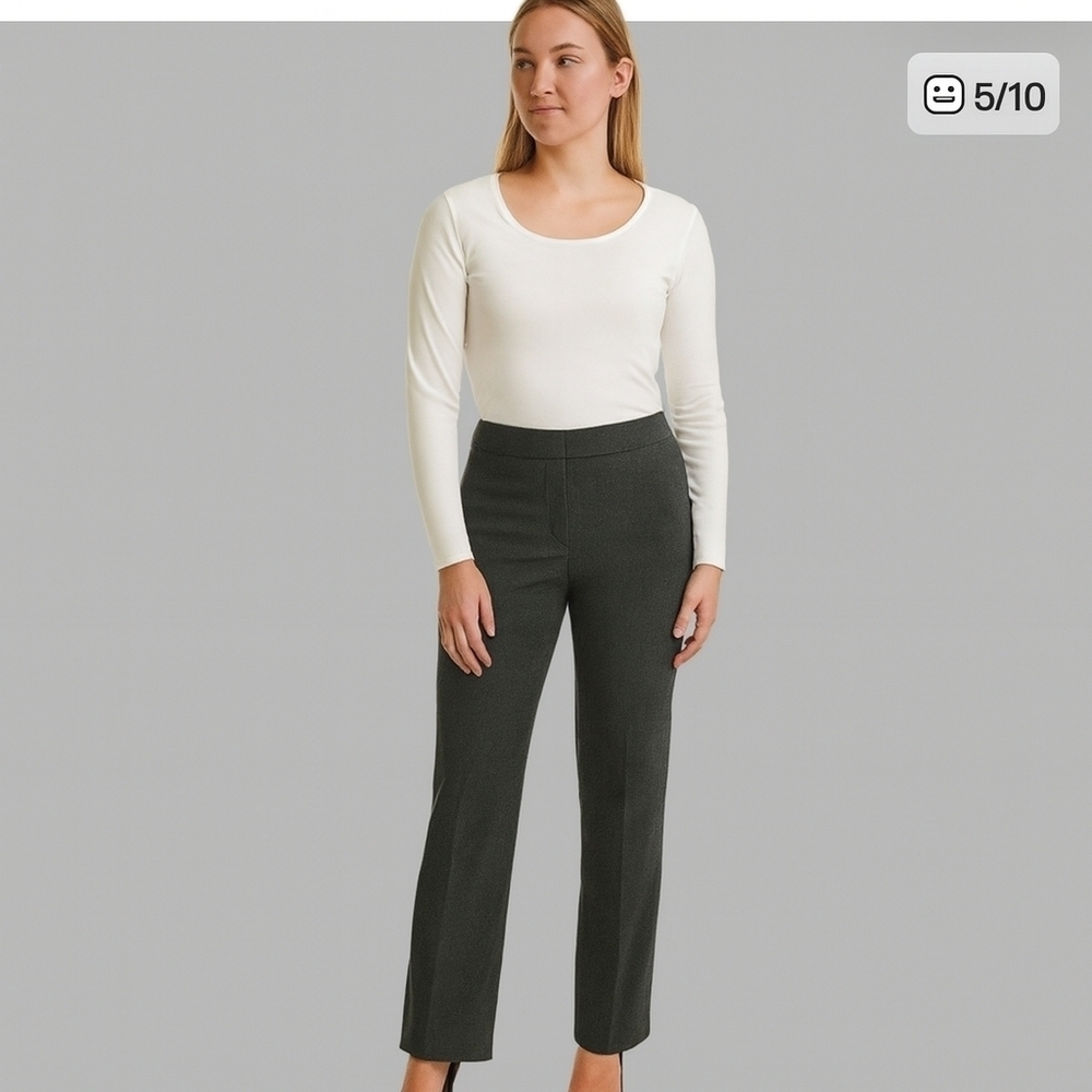 3/$30 SAG HARBOR Petite Charcoal Herringbone Straight Leg Midrise Dress Pants